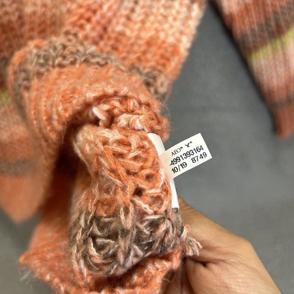 American Eagle Sweater‎ Womens Medium Multicolor Striped Chunky Knit Oversized - Picture 6 of 11